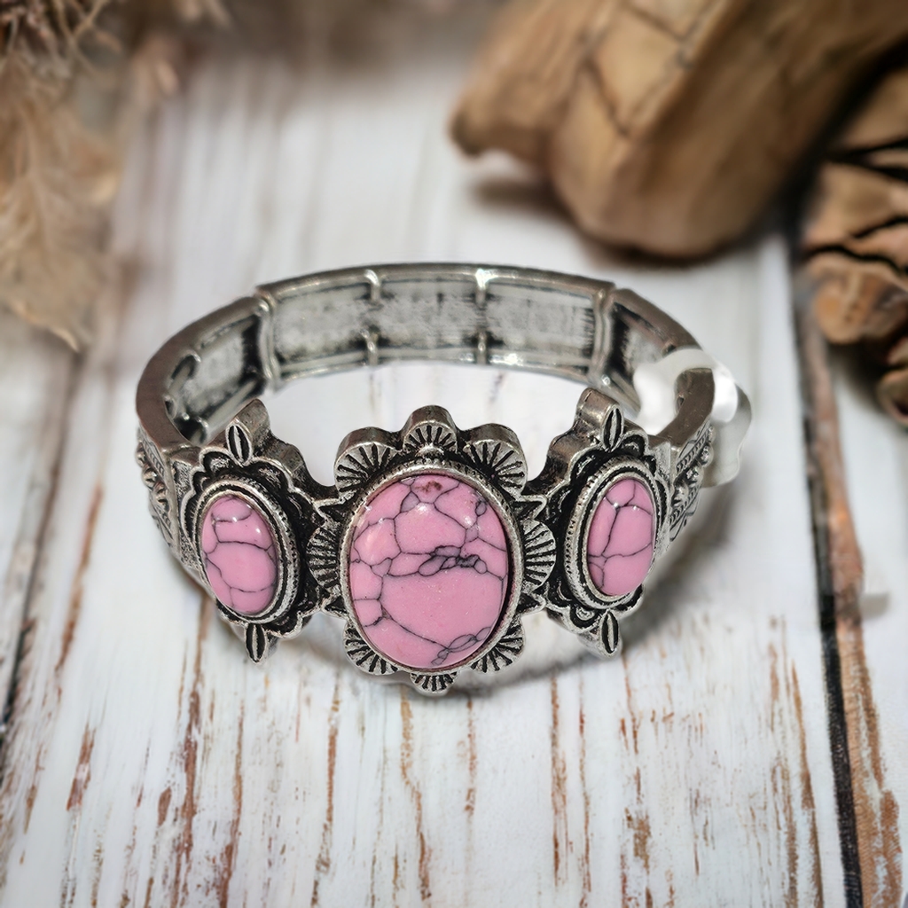 Nwt Silver And Pink Stone Bracelet